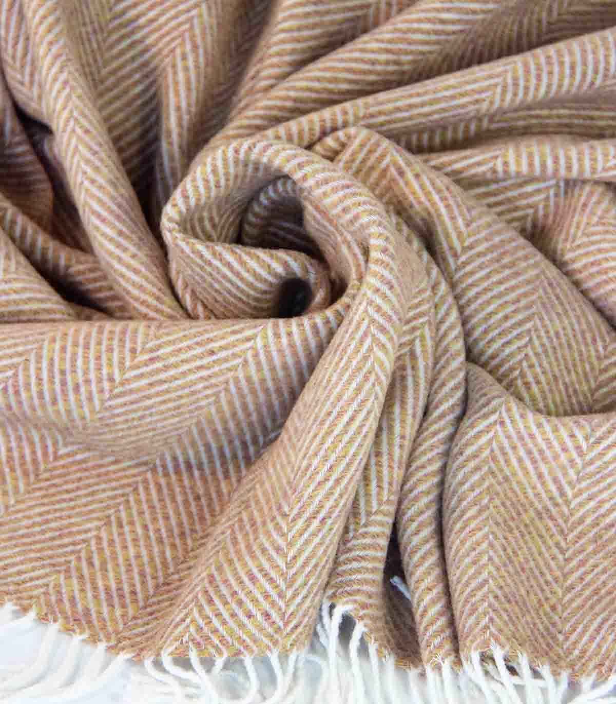 Backsattit Herringbone Camel Throw Blanket
