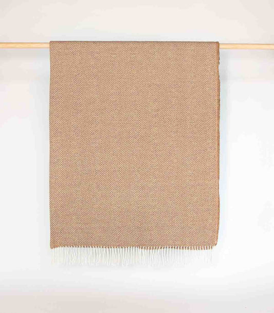 Backsattit Herringbone Camel Throw Blanket