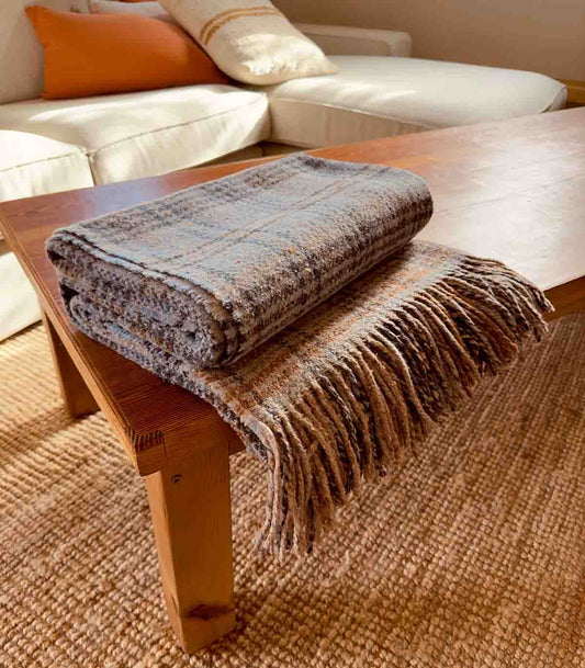 Backsattit Marbled Blue Tartan Throw Blanket